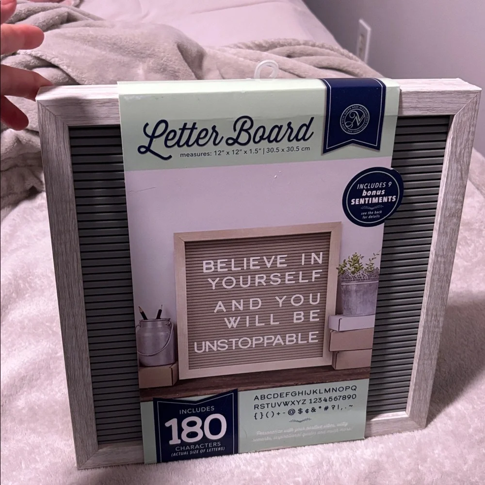 Letter Board… Gray Board W White Washed Frame…12x12x1.5 Inches… NWT